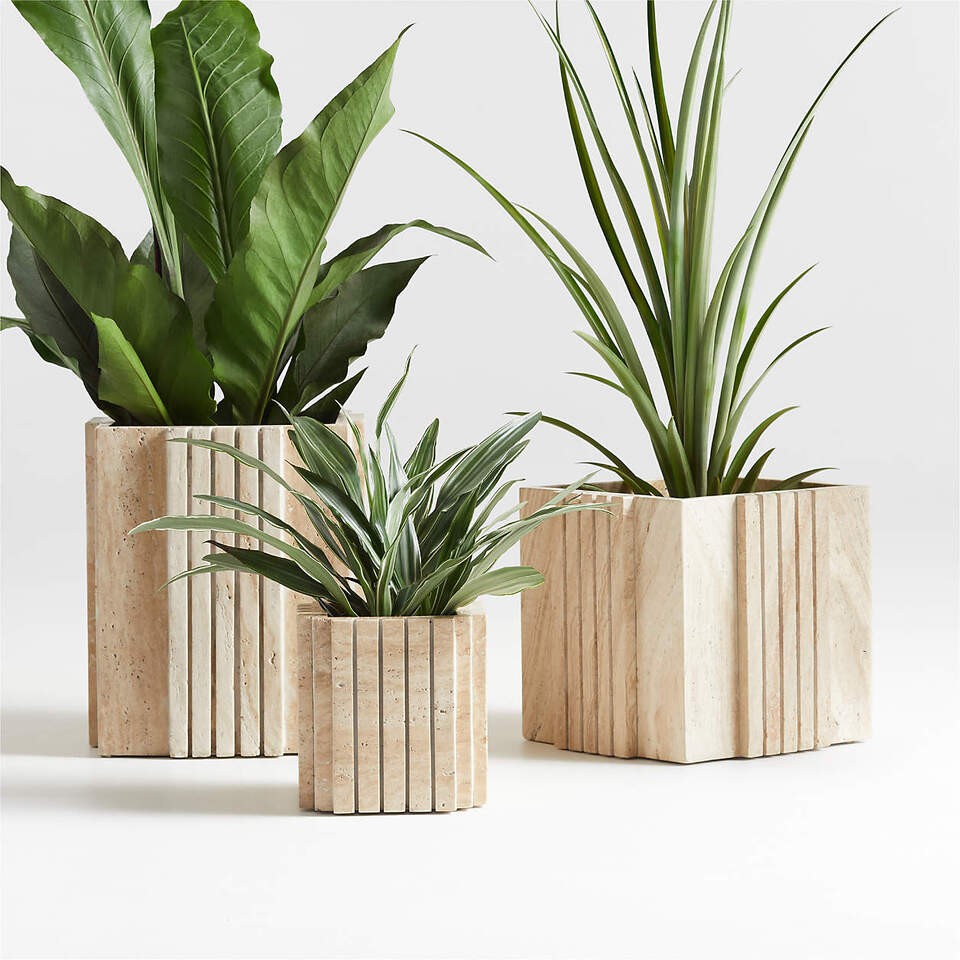 Canali Small Travertine Square Planter