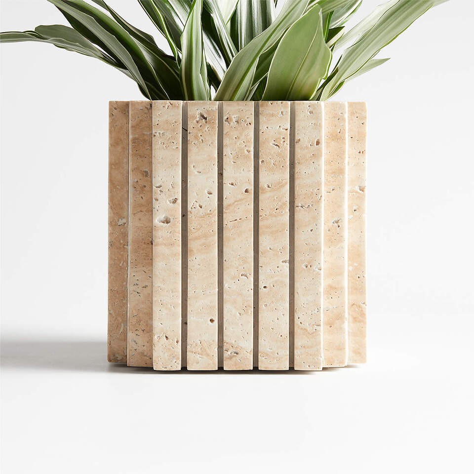 Canali Small Travertine Square Planter