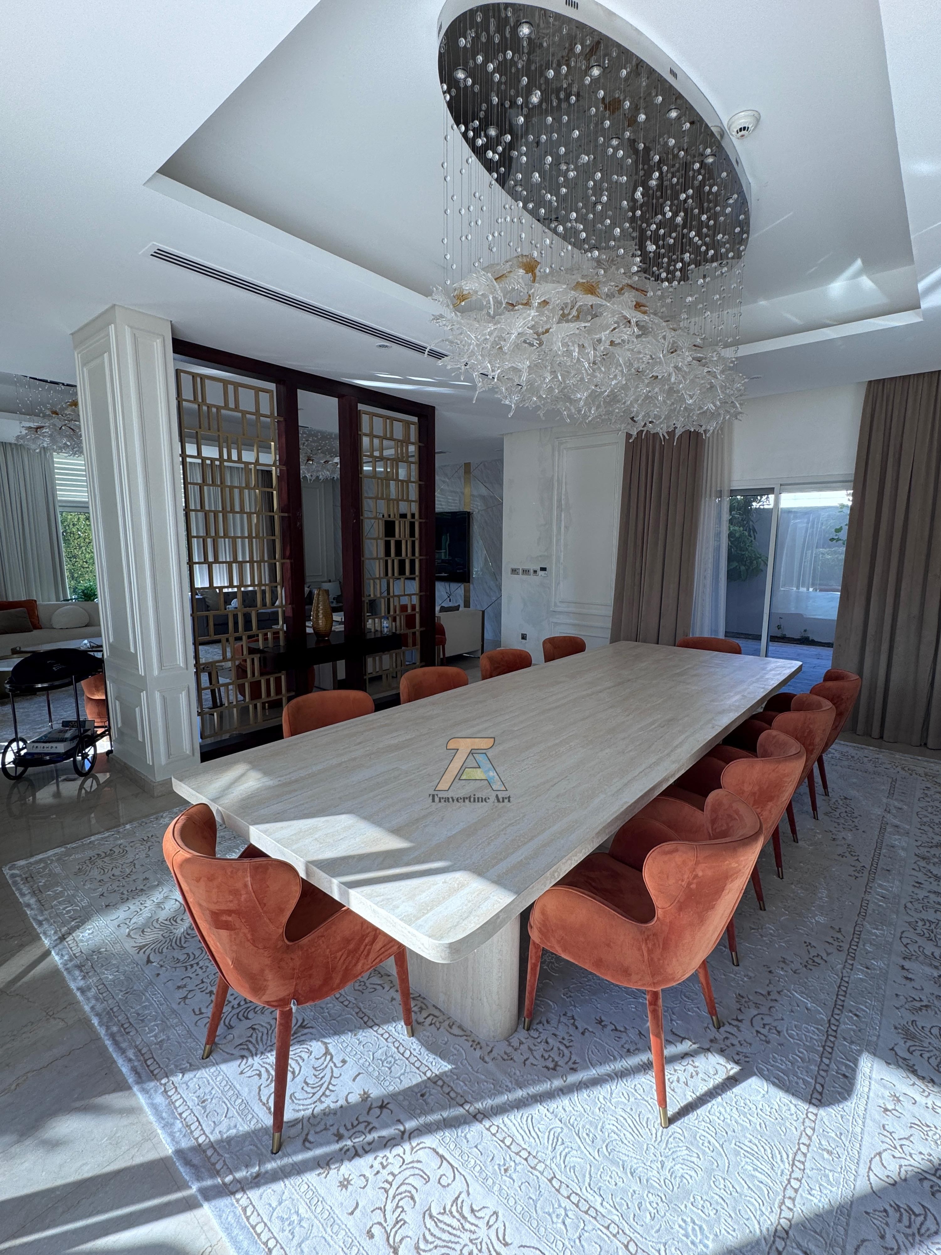 King Size Travertine Dining Table