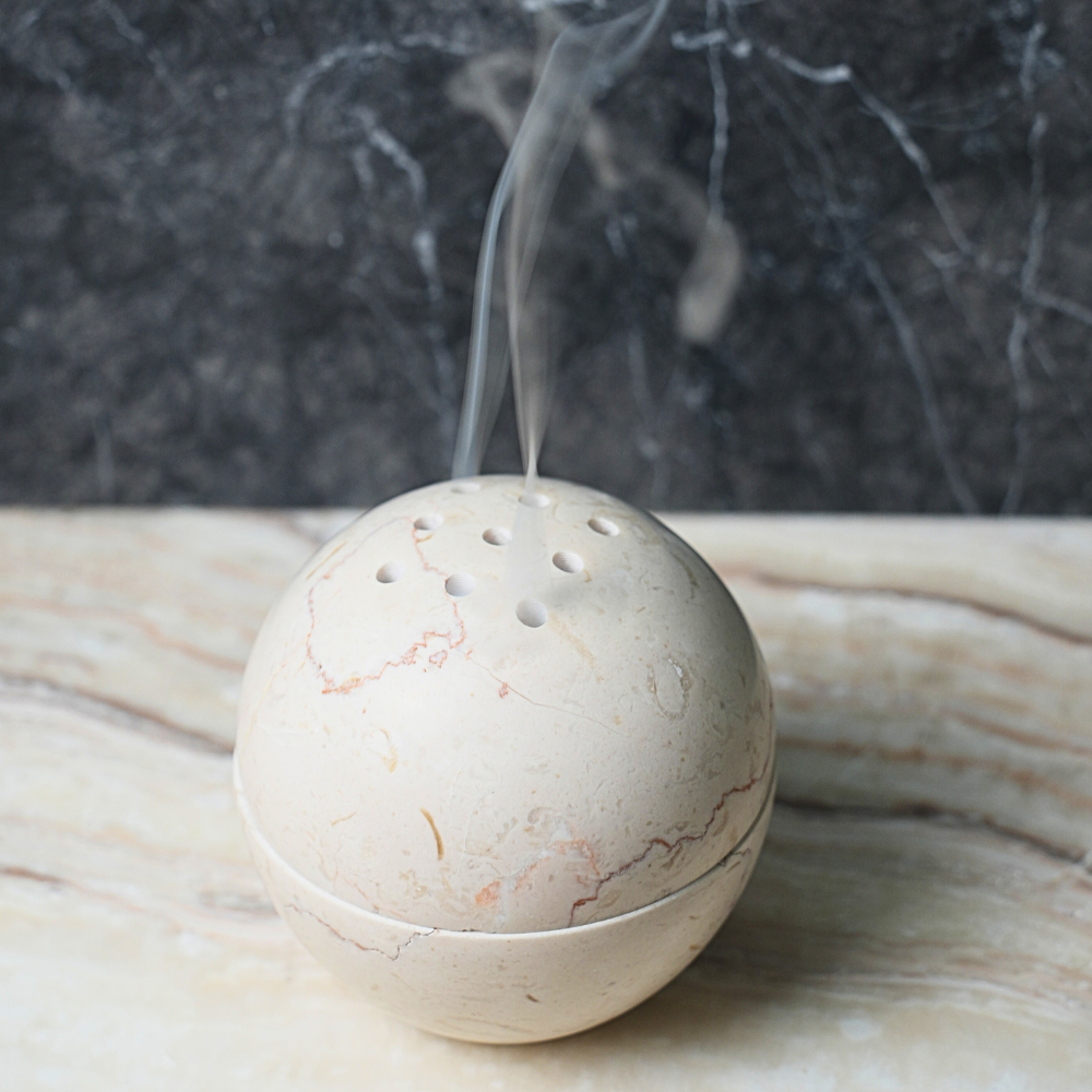 Incense Burner Beige Rosa Set