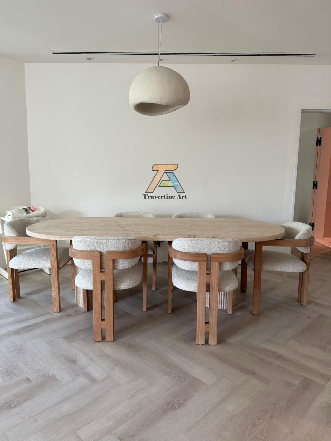 Beige Travertine Dining Table