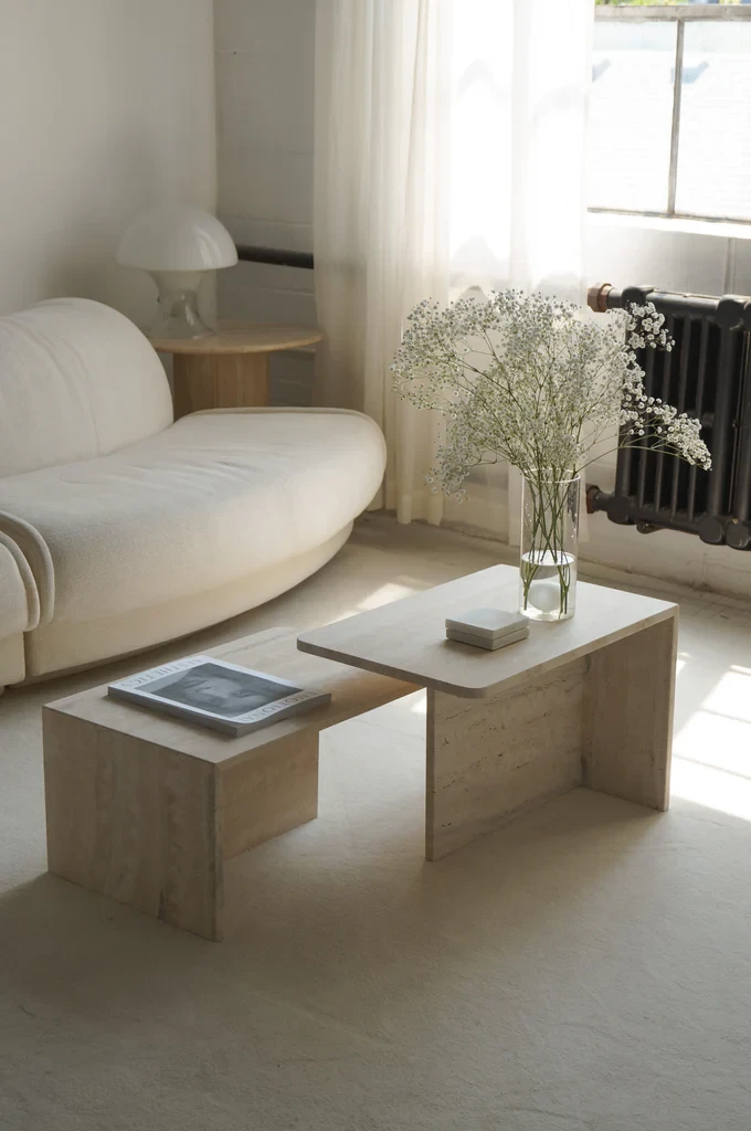 2 Tier Travertine Classico Cocktail Table Set