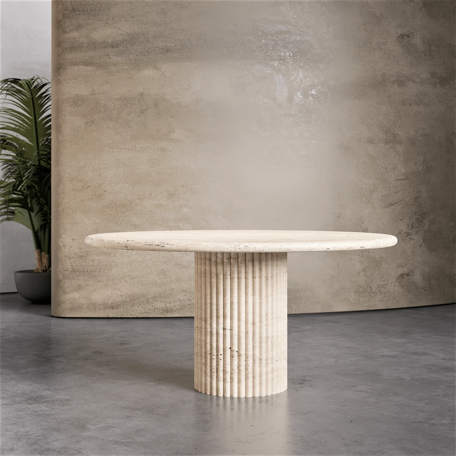 Travertine Round dining Table