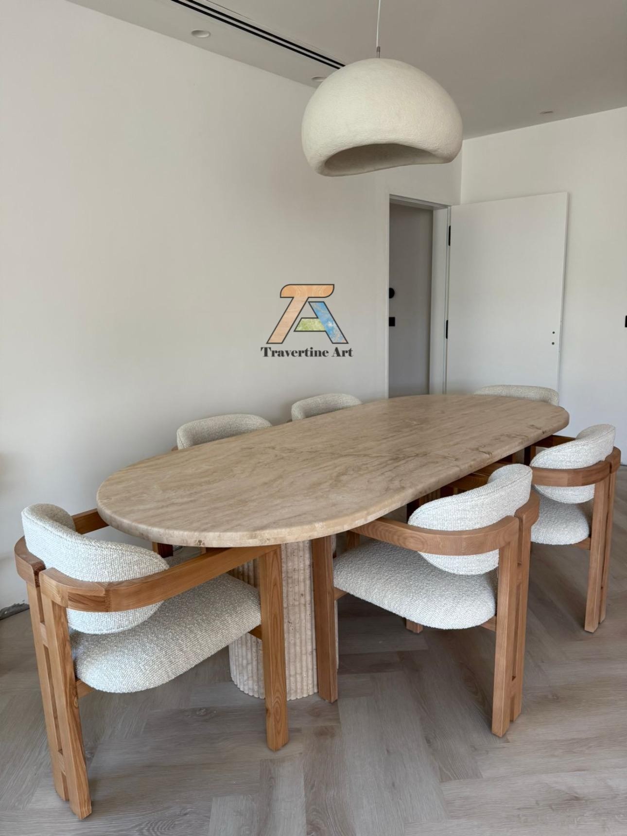 Beige Travertine Dining Table