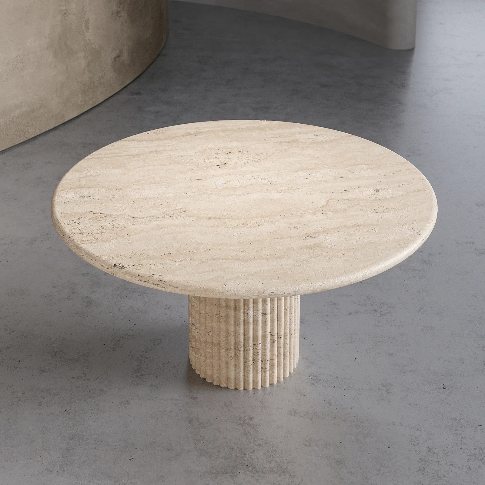 Travertine Round dining Table